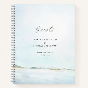 Elégante aquarelle Ocean Beach Mariage Livre d'inv