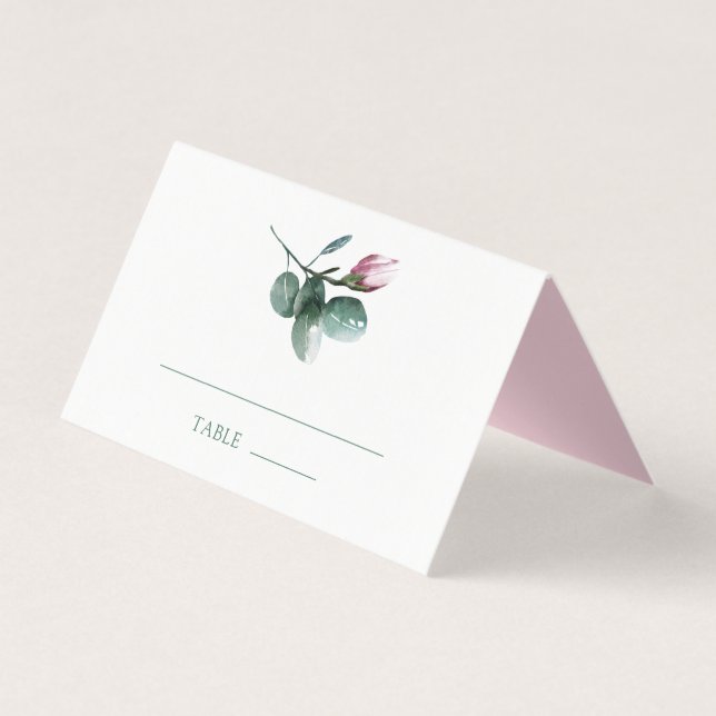 Elégante Aquarelle rose Floral Mariage Carte Place (Front)