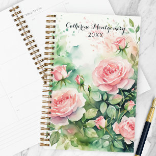 Elégante aquarelle Roses roses et feuillage vert
