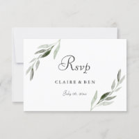 Elégante aquarelle verte Leaf mariage Inviter RSVP