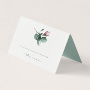 Elégante aquarelle verte Mariage Floral Carte Plac