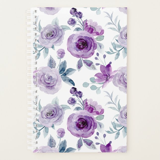 Elégante aquarelle violette Planneur floral (Devant)