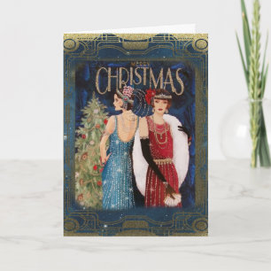 Elégante Art Deo Dames fête la carte de Noël