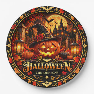 Élégante assiette en papier pour Halloween Trick o