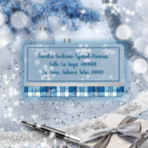 Élégante Azul Étiquette de Direction de Noël