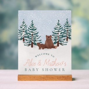 Élégante Baby shower d'ours d'hiver Affiche de bie