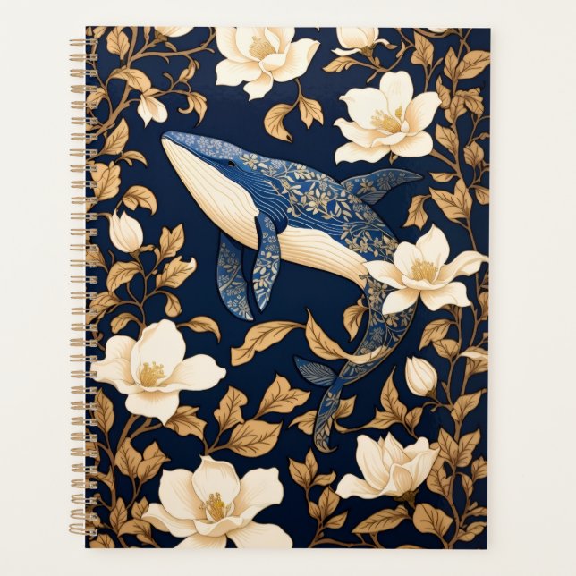 Elégante Baleine Bleue William Morris Inspiré Flor (Devant)