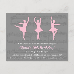 Elégante Ballerina Dance Anniversaire Invitations