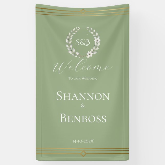 Élégante Bannière de Bienvenue de Mariage à Monogr (Vertical)