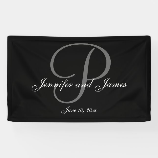Élégante bannière Mariage P Monogram (Horizontal)