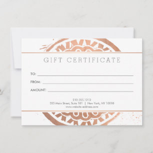 Elégante Beauté Mandala Logo Rose Gold Carte cadea