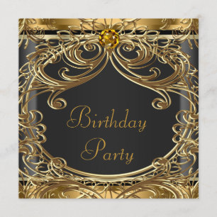 Elégante Black and Gold Anniversaire Invitations