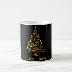 Elégante Black Black Joyeux Noël Arbre de fête Mug