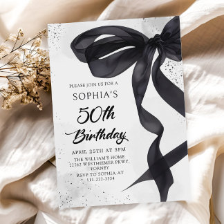 Élégante Black Bow 50e anniversaire Invitation de 
