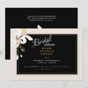 Elégante Black & Cream Bridal Shower Invitation