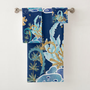 Elégante Blue Aqua Turquoise Gold Parties scintill