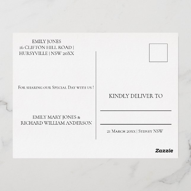 Elégante Bourgogne Agate Foil Invitation Carte pos (Verso)