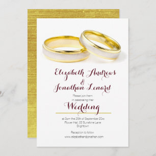 Elégante Bourgogne Gold Rings Invitation de mariag