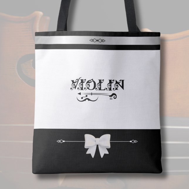Élégante Boutique de Violoniste Noir Blanc Sac de  (Practicality meets boutique design. The perfect carry-all for the modern violinist.)