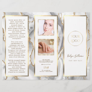 Élégante Brochure d'Agate Blanc et Or
