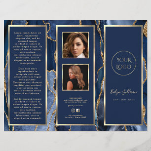 Élégante Brochure d'Agate Bleu Or
