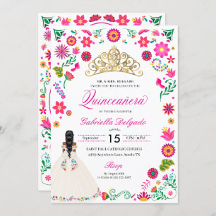 Elégante Broderie Otomi Quinceañera Invitation