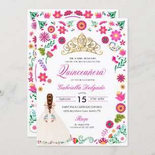 Elégante Broderie Otomi Quinceañera Invitation