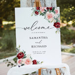 Élégante Burgundy Blush Floral Mariage Affiche de<br><div class="desc">Conçu pour s'harmoniser avec notre collection Romantic Blooms, ce modèle d'enseigne de bienvenue personnalisable présente des fleurs d'aquarelle bordeaux et rousses avec des feuilles verdoyants et a été jumelé à une calligraphie élégante et une police serif élégante en noir. Pour effectuer des modifications avancées, sélectionnez l'option "Modifier à l'aide de...</div>