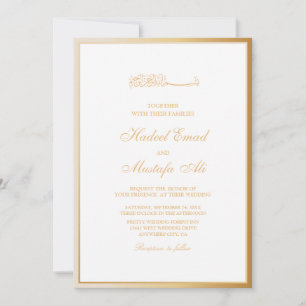 Elégante cadre doré des invitations de mariage mus