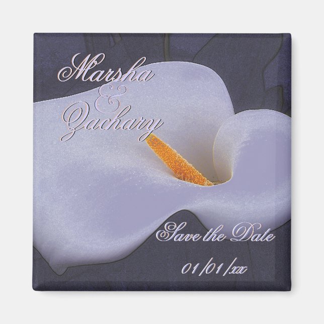 Elégante Calla Lily "Save the Date" Magnet 2 (Devant)