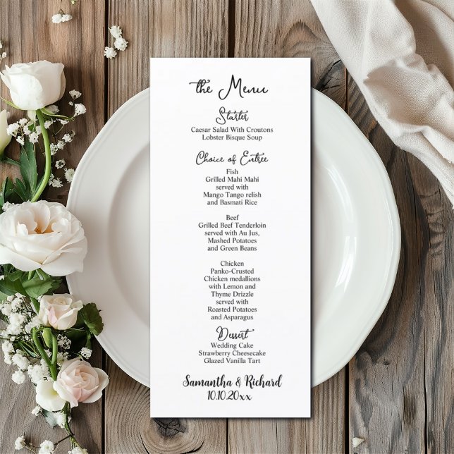 Élégante calligraphie 4x9" Menu Mariage Table (Créateur téléchargé)