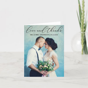 Élégante calligraphie Aimer Merci Photo Note