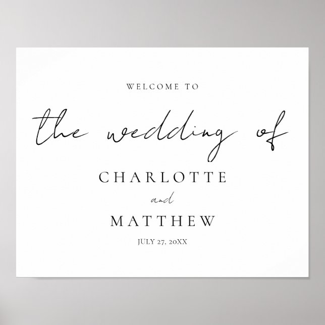 Élégante calligraphie Bienvenue Poster Mariage (Devant)