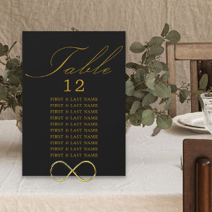 Élégante calligraphie Black Gold Table Carte de si