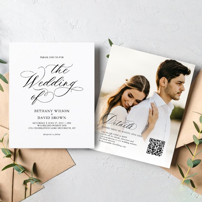 Élégante calligraphie BUDGET Photo QR Code Mariage (Créateur téléchargé)