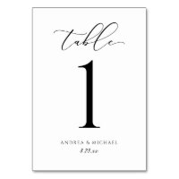 Élégante calligraphie de mariage Numéro de table d