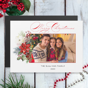 Élégante Calligraphie de Noël Joyeux Floral Photo