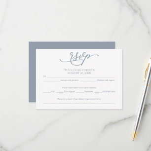 Élégante calligraphie Dusty Blue Wedding RSVP