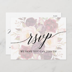 Élégante calligraphie Faded Floral Menu Choix RSVP