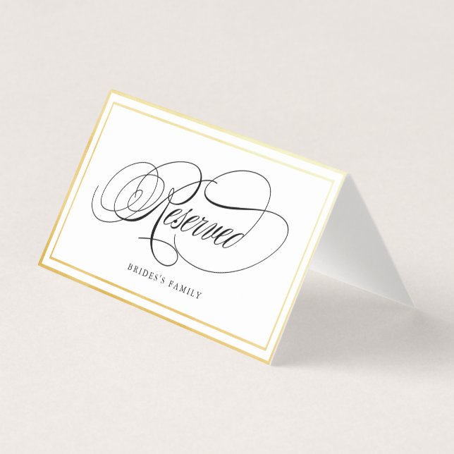 Elégante Calligraphie Gold Réservé carte Mariage (Front)