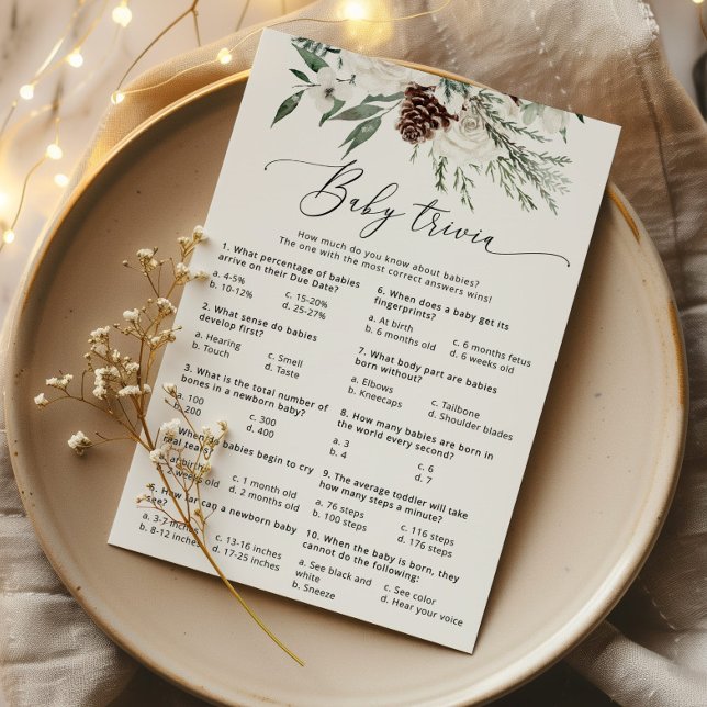 Elégante calligraphie hiver bébé trivia jeu (Créateur téléchargé)