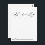Elégante Calligraphie Mariage Bucket List Cartes<br><div class="desc">Ces élégantes cartes de liste de mariage calligraphie sont l'activité idéale pour une réception de mariage rustique ou une douche nuptiale. Le design sobre et élégant est caractérisé par une typographie de script classique et sophistiquée en noir et blanc. Modifier le libellé pour convenir à tout événement de vie. Le...</div>