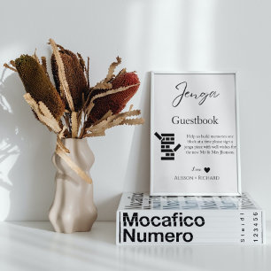 Elégante calligraphie mariage Jenga livre d'or