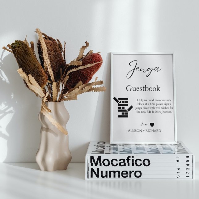 Elégante calligraphie mariage Jenga livre d'or (Créateur téléchargé)