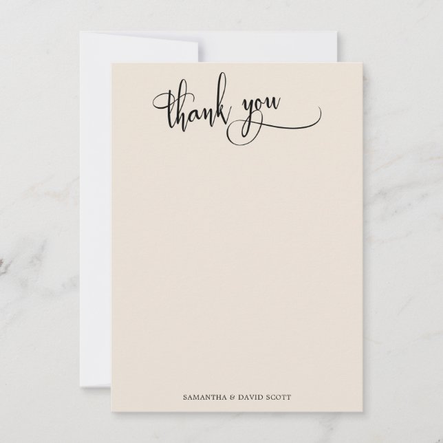 Élégante calligraphie Merci simple en crème (Devant)