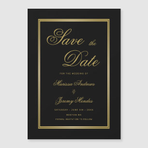 Élégante calligraphie noire et or pour annoncer vo