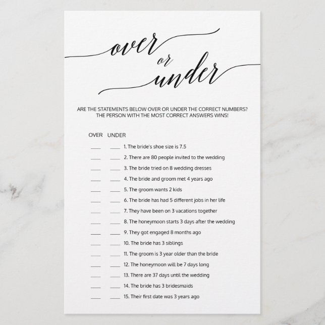 Élégante calligraphie noire sur ou sous le jeu (Devant)