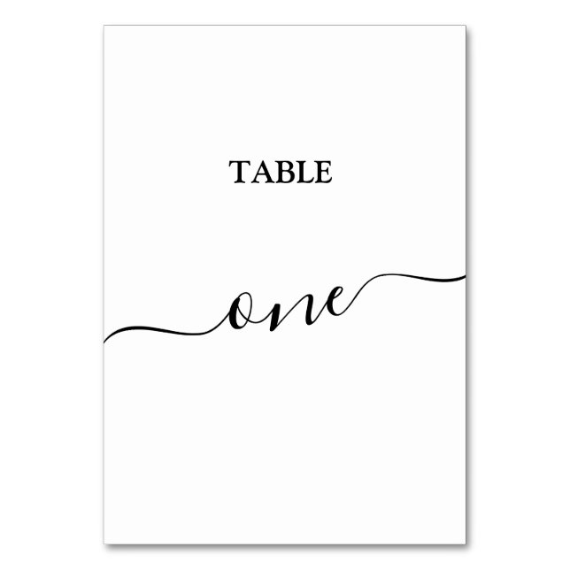 Élégante calligraphie noire Table Numéro une carte (Par défaut)