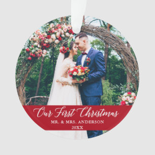 Élégante calligraphie Notre première photo de Noël