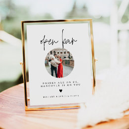 Élégante calligraphie Open Bar Boissons Signale